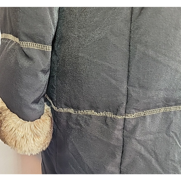 Platinum Utex Faux Fur Trim Down Parka Coat Black M Mobwife Penny Lane Winter - Picture 15 of 15